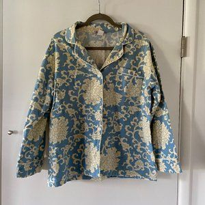 BedHead Pajama Set, blue with white flower pattern